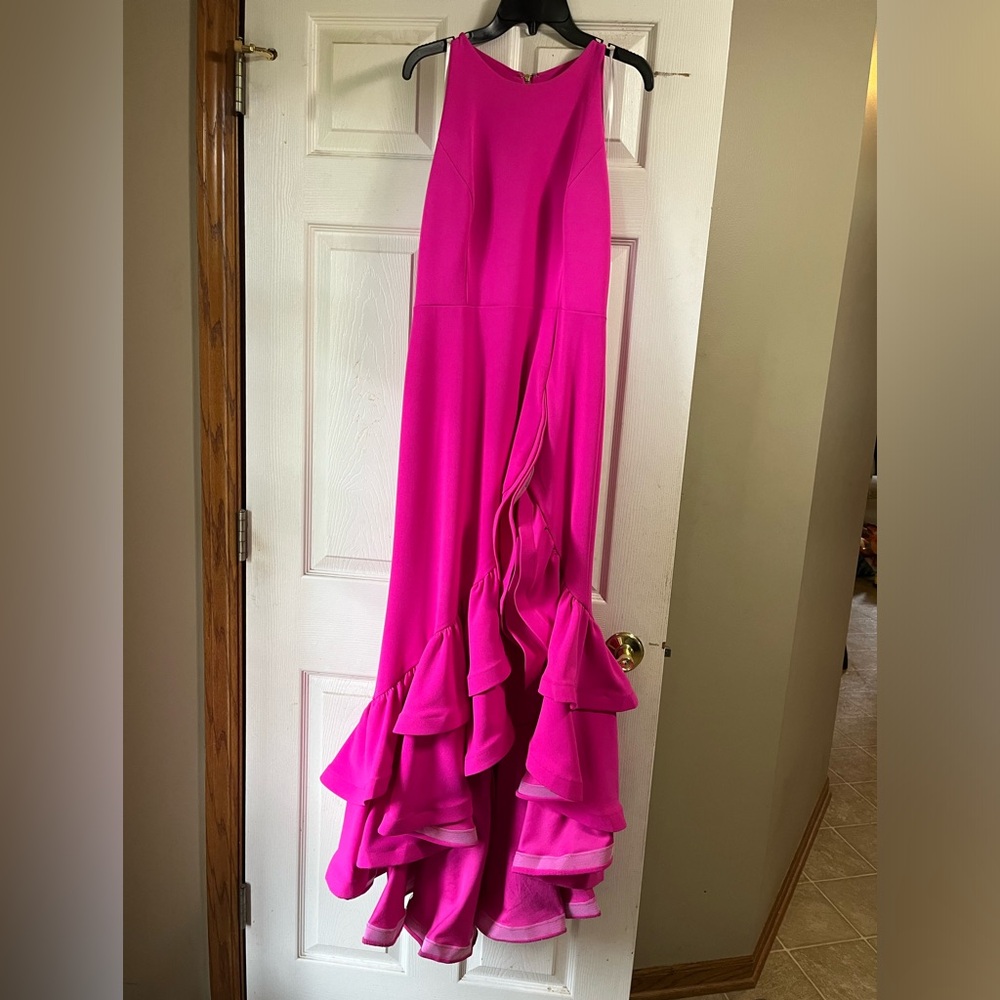 Betsy & Adam evening gown, fuchsia color, size 10P, like-new condition